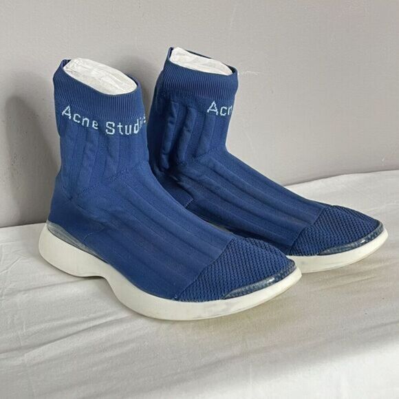 Acne Studios Blue Sock Tristan Sneakers Size 42 (US 9) High Top Trainers Runners - Picture 1 of 14